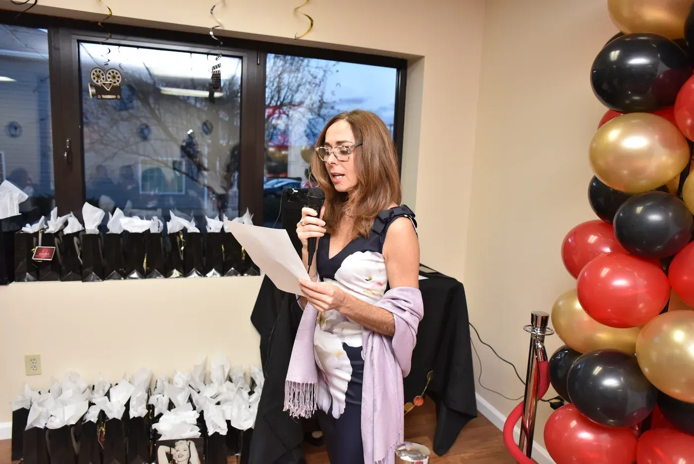 Maggie Drag speaking at the 2018 Appreciation Dinner