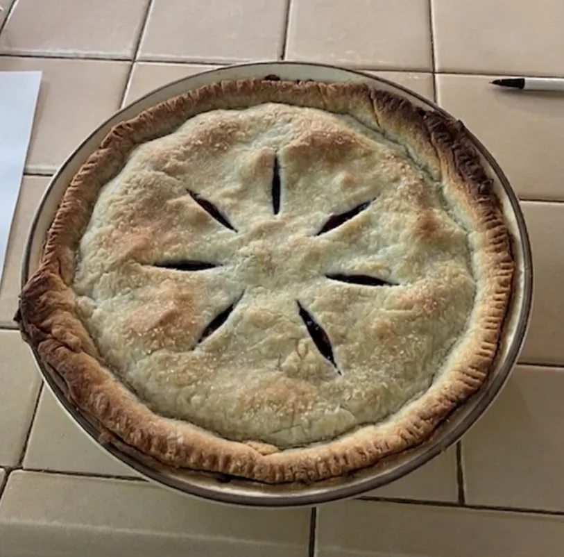 A freshly baked blueberry pie made during July's first-place Moments of Joy activity