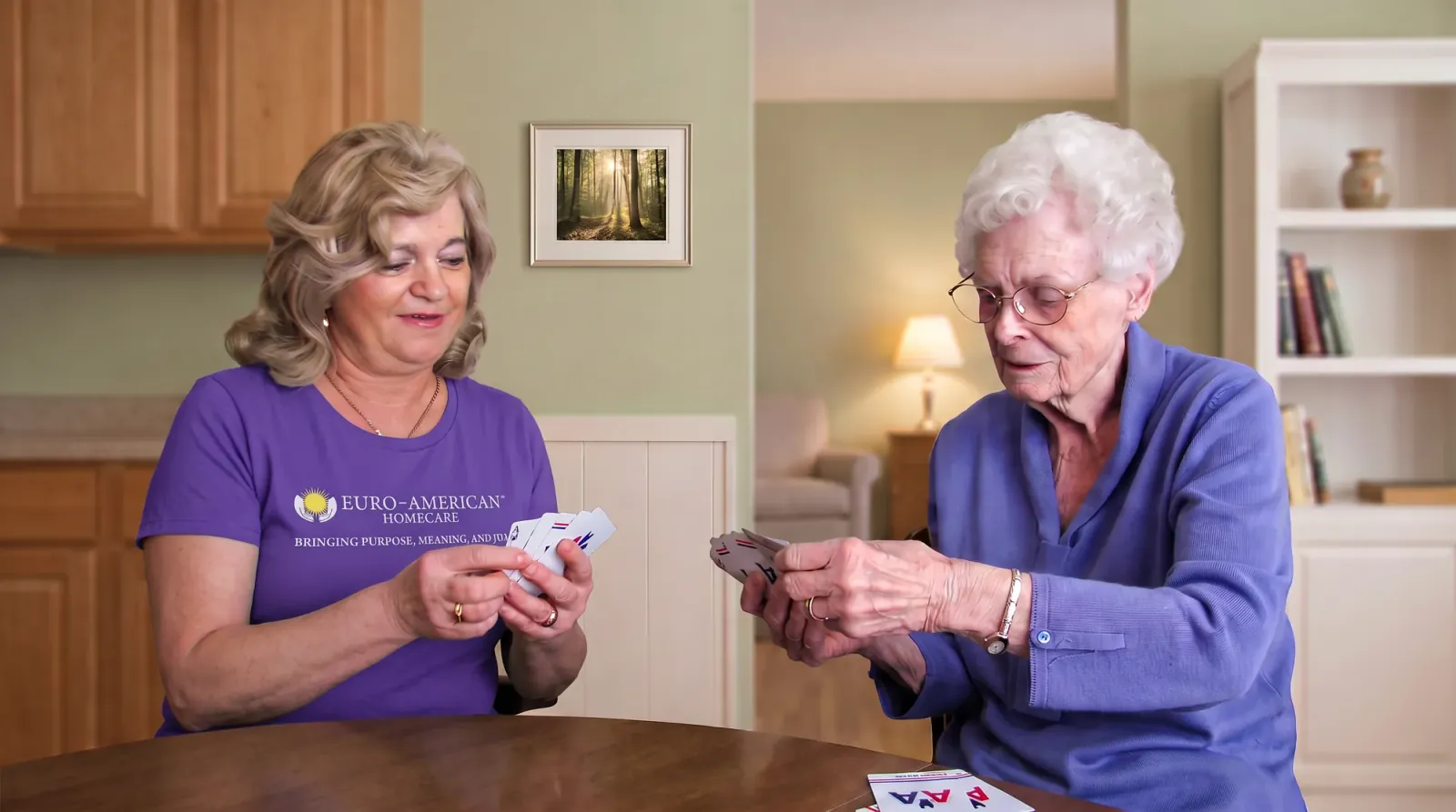Live-in caregiver assisting a senior client at home