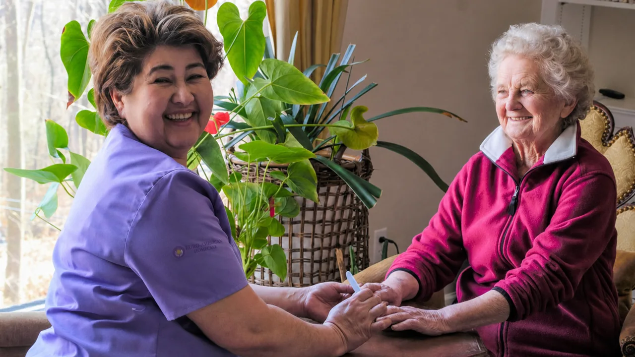 Caregiver providing hourly support to a senior client